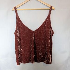 H&M Rose Crushed Velvet Double V-neck Sleeveless Top